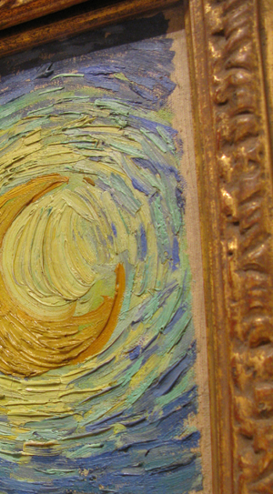 Close up of upper right corner of Van Gogh's The Starry Night, photo by Wholtone