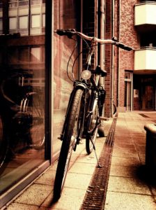 A photograph of one of many bicycles in Berlin.