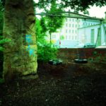 A photograph of a tire swing playground in Berlin.